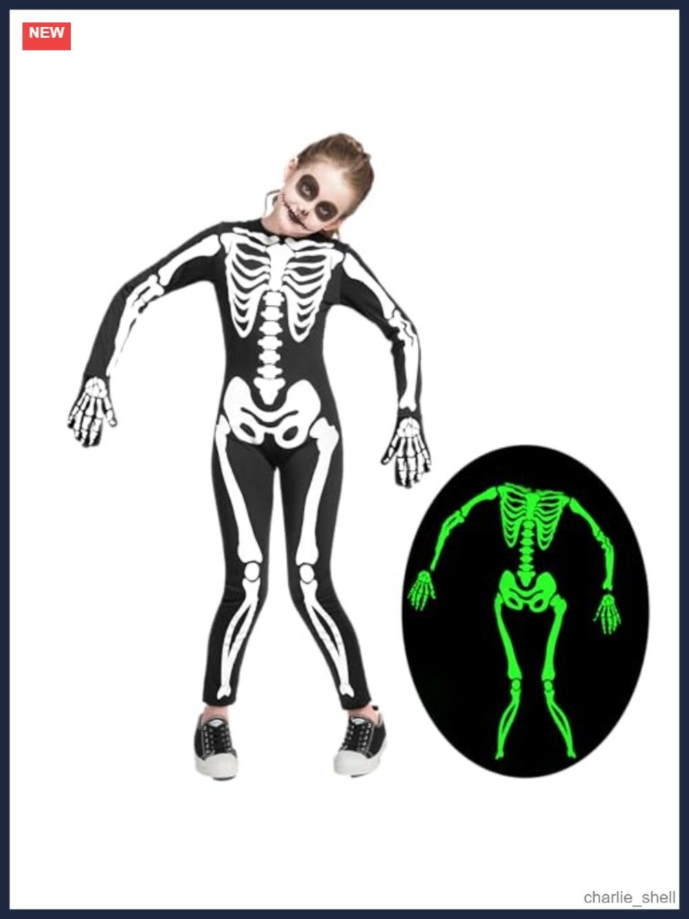 Glow in the Dark Skeleton Jumpsuit Costume with Gloves